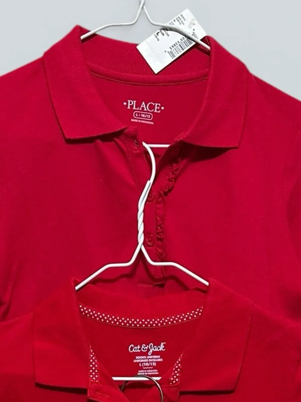 Children's Place Bright Red Girls' Polo Tops(Set of 3)One NWT L/S & oneCat&Jack
